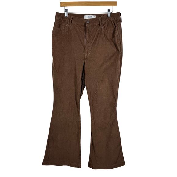 Hollister Pants Women Size 15S Brown Corduroy Ultra High Rise Bootcut Pocket Y2K - Picture 1 of 5